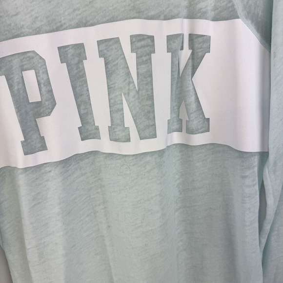 PINK by Victoria's Secrect Long Sleeve Women's Shirt Size M Seablue & White - Picture 2 of 9